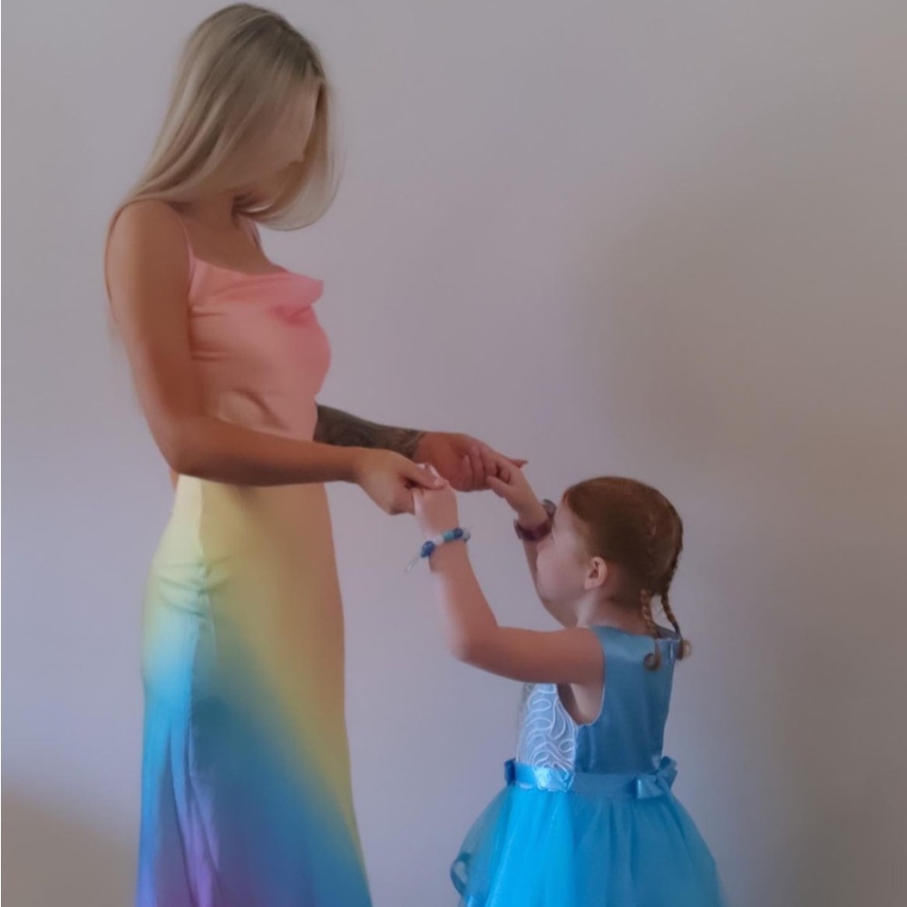 Fashion nova-Over the rainbow satin midi dress-Multicolored